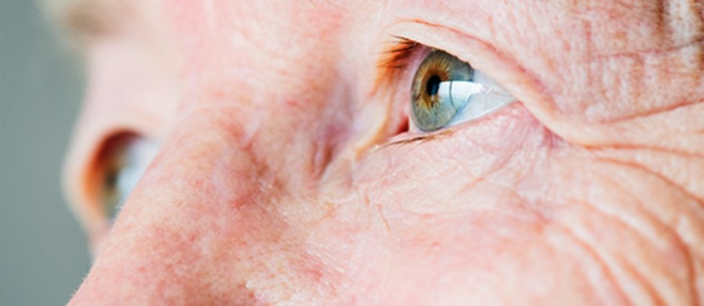 close up of an old man's eyes
